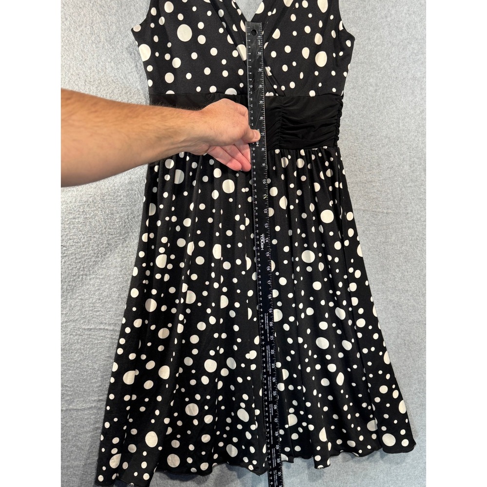 Donutz, INC Fit & Flare Dress Women's Black White Polka Dot Sweetheart Neck - Picture 7 of 9